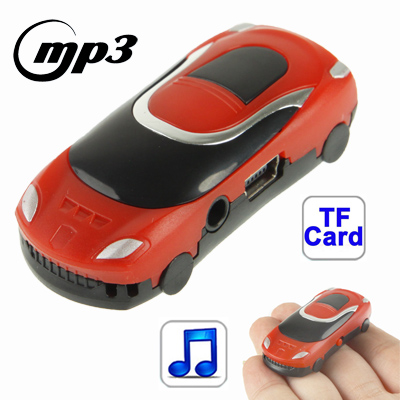 Mini Car Style TF (Micro SD) Card Slot MP3 Player with LED Light (Red)